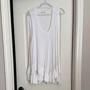 Free People White Tiered Ruffle Scoop tunic Tank
